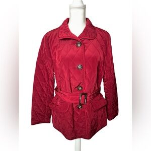 Geoffrey Beene Sport Women's Red Belted Quilted Jacket/Coat SZ MED #220